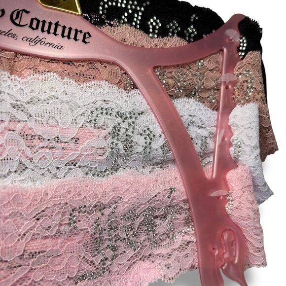 Juicy Couture 4 Pack Lace Lingerie Thong Set McBling Y2K Size Medium - Picture 2 of 9